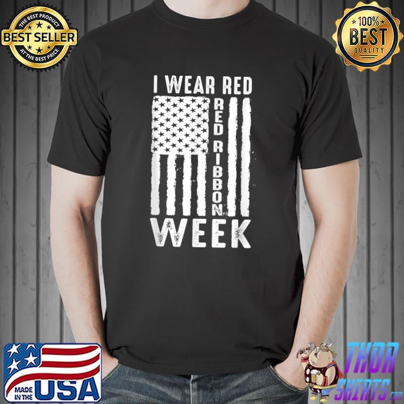 I Wear Red For Red Ribbon Week 2021 Drug Awareness Week 2022 T-Shirt Unisex