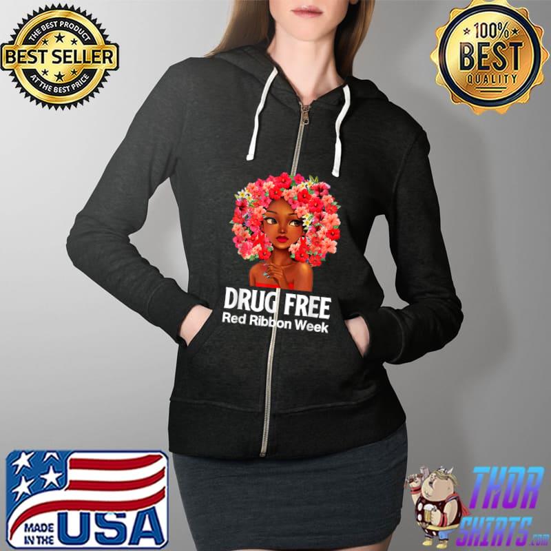 In October We Wear Red Ribbon Week BlackWoman Awareness 2021 T-Shirt Full Zip Hooded