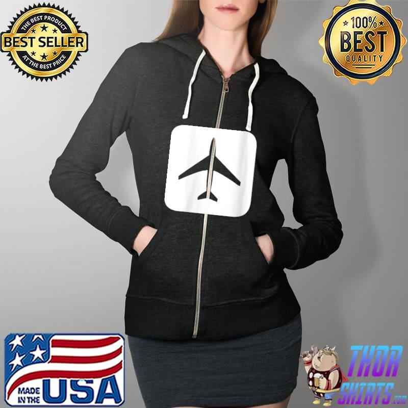 Jet Airplane Symbol T-Shirt Full Zip Hooded