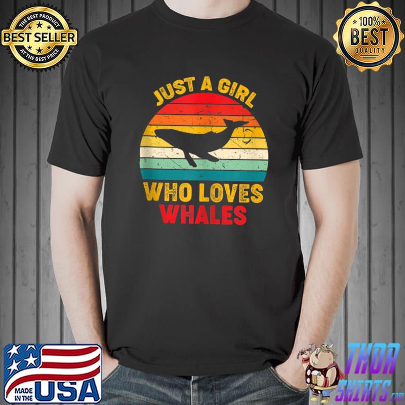Just A Girl Who Loves Whales Retro Sunset Whale Lovers T-shirt