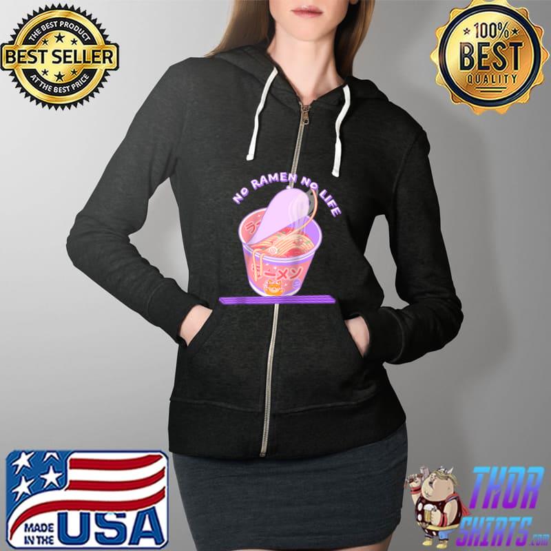 Kawaii No Ramen no Life Japanese Noodle Kanji Anime Design Raglan Baseball T-s Full Zip Hooded