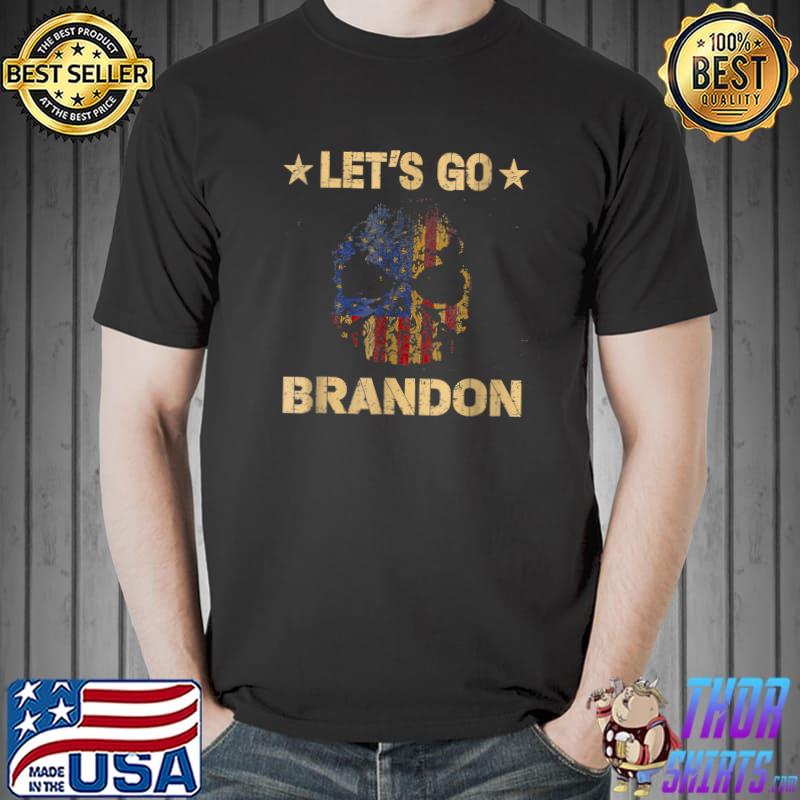 Let's Go Brandon Vintage Punisher Skull American Flag T-Shirt Unisex