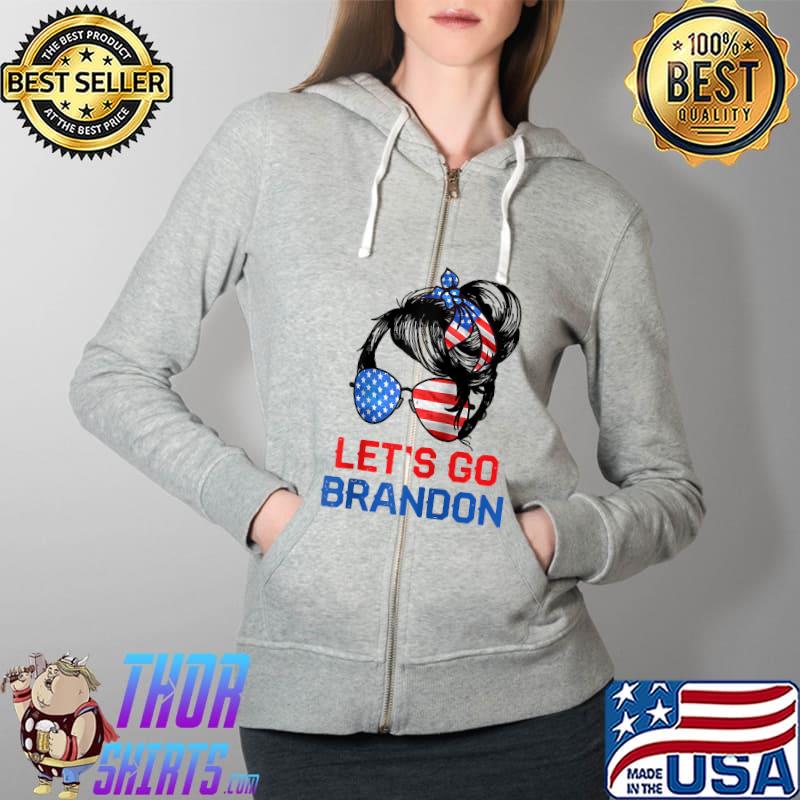 Let's Go Brandon Women Girl USA Flag Impeach Biden Raglan Baseball T-s Full Zip Hooded