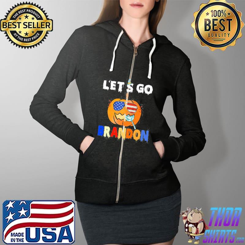 Let’s Go Brandon Biden Chant Impeach Biden Halloween Pumpkin Sunglasses American Flag s Full Zip Hooded