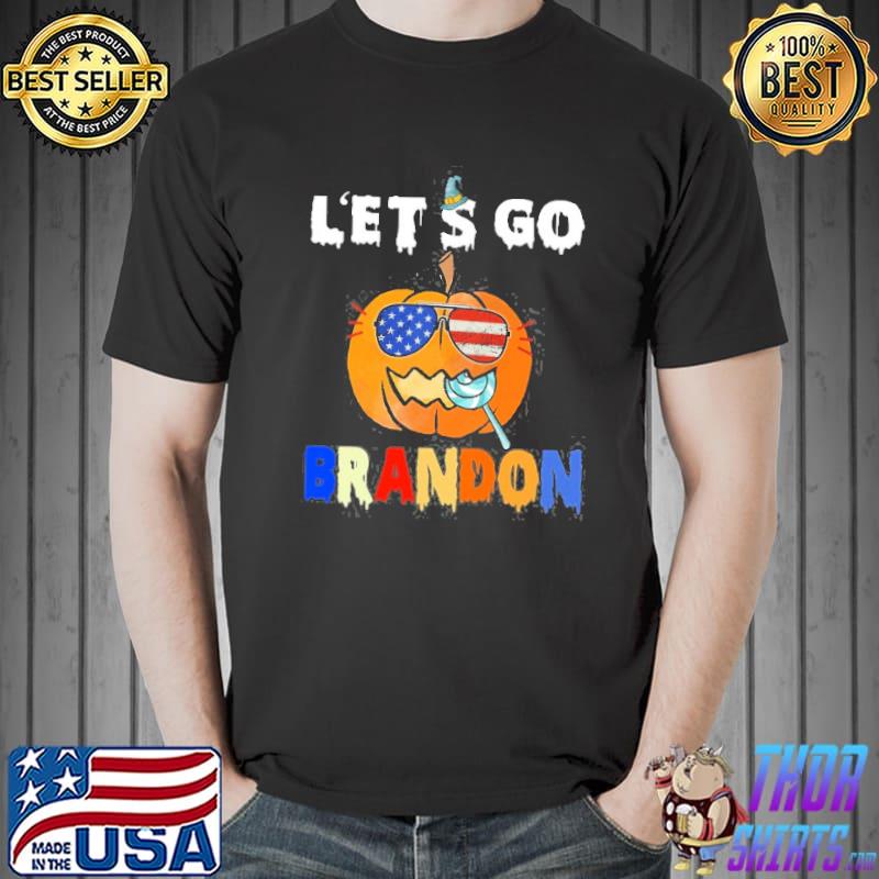 Let’s Go Brandon Biden Chant Impeach Biden Halloween Pumpkin Sunglasses American Flag shirt