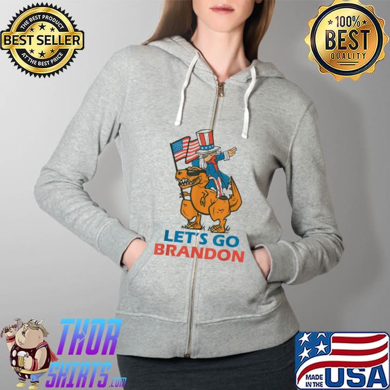 Let’s Go Brandon Dabbing Trex Uncle Sam 2021 T Rex America Flag Shirt Full Zip Hooded