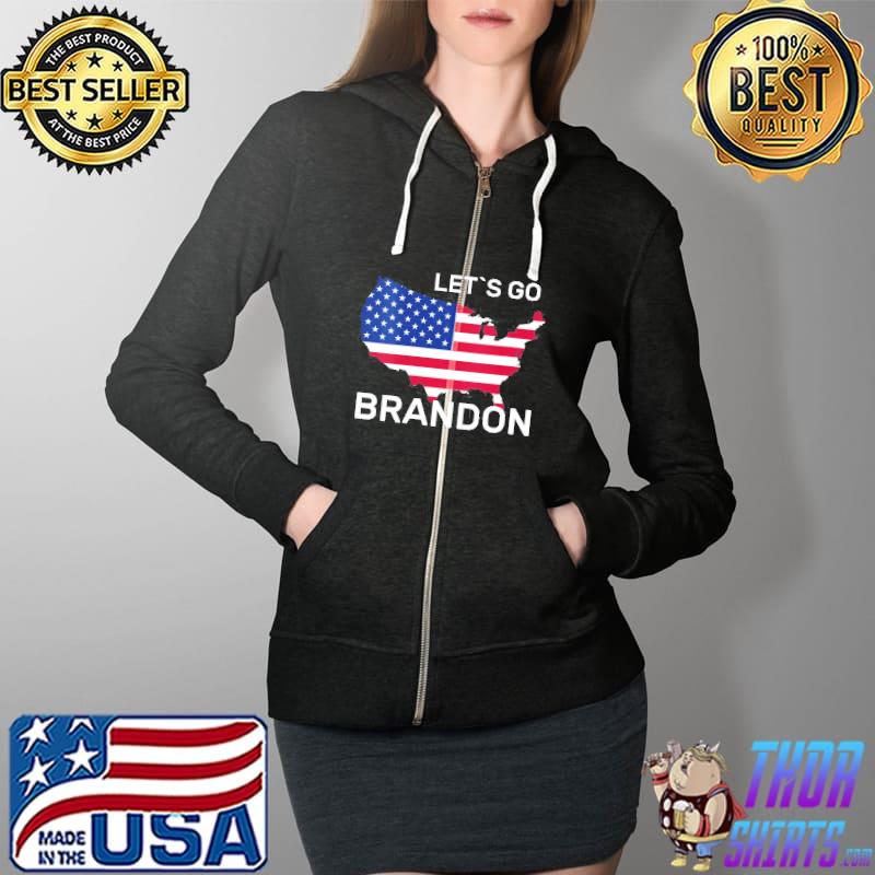 Let’s Go Brandon Map American Flag Shirt Full Zip Hooded