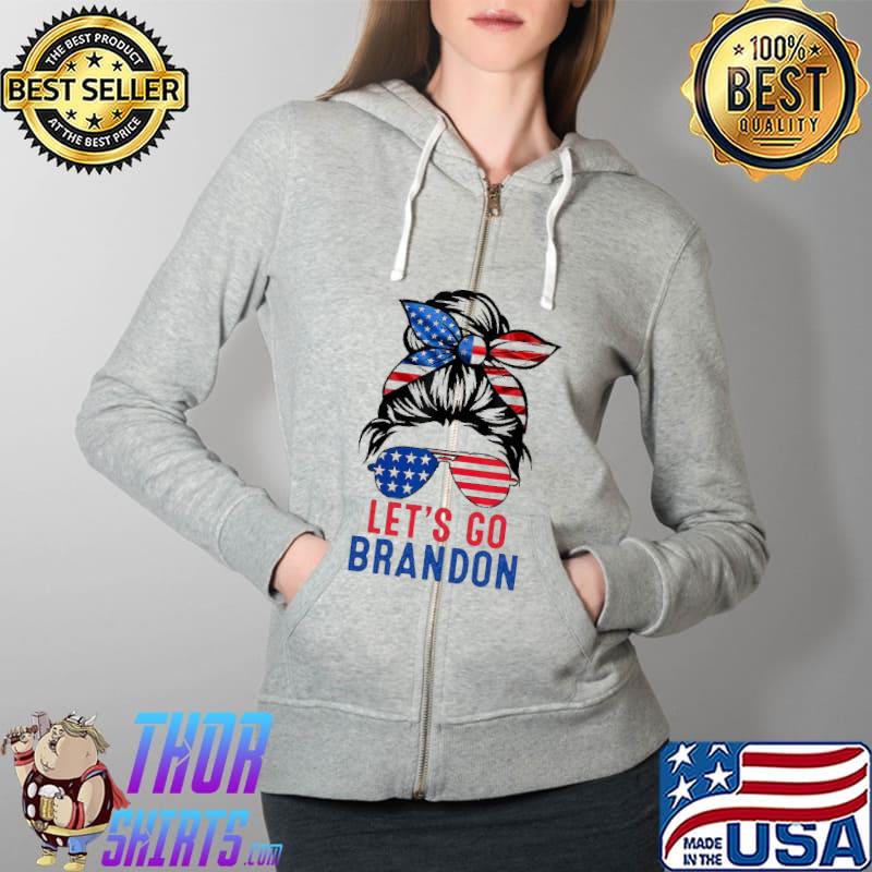 Let’s Go Brandon Messy America Flag Shirt Full Zip Hooded