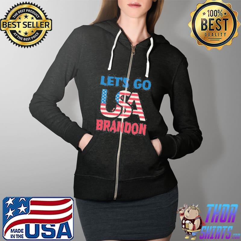 Let’s Go Brandon Us Text Flag s Full Zip Hooded