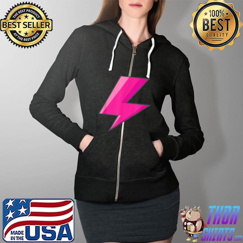 Lightning Bolt Pink Purple Graphic Easy Halloween Costume T-Shirt Full Zip Hooded
