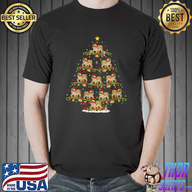 Lynx Lover Xmas Lighting Santa Lynx Christmas Tree T-Shirt