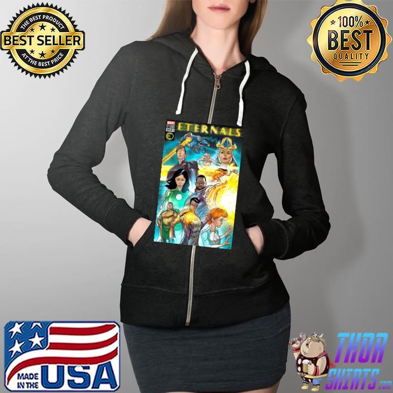 Marvel Eternals Galactic Group Shot Comic Shirt Full Zip Hooded