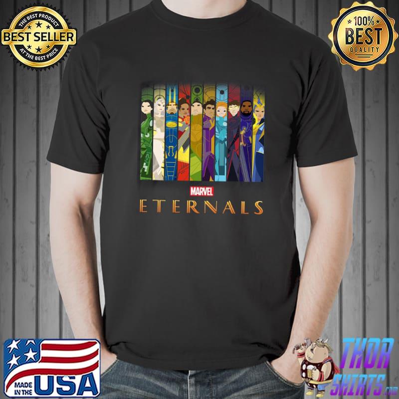 Marvel Eternals Group Shot Illustrated Panels Shirt