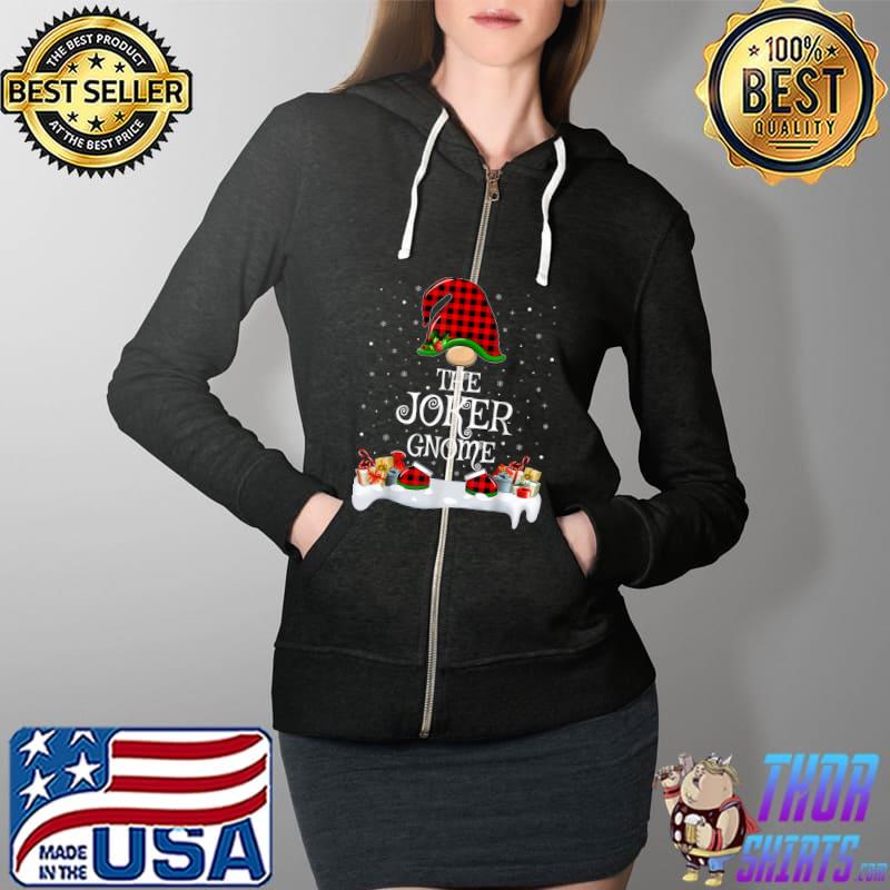 Matching Red Buffalo Plaid The Joker Gnome Christmas T-Shirt Full Zip Hooded