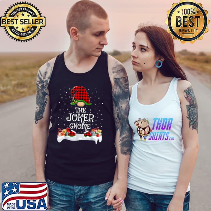 Matching Red Buffalo Plaid The Joker Gnome Christmas T-Shirt Tank Top