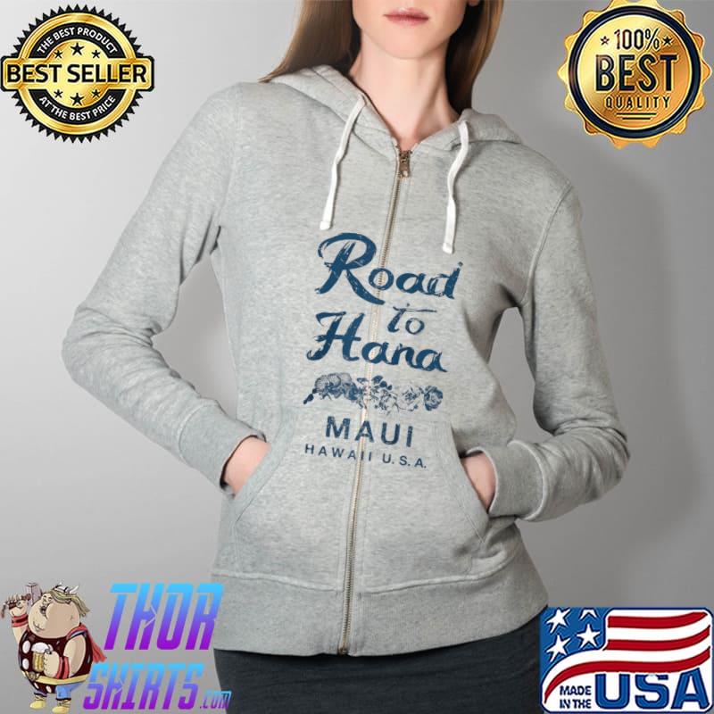 Maui Road to Hana Hawaii Vintage Hawaiian Raglan Baseball T-s Full Zip Hooded