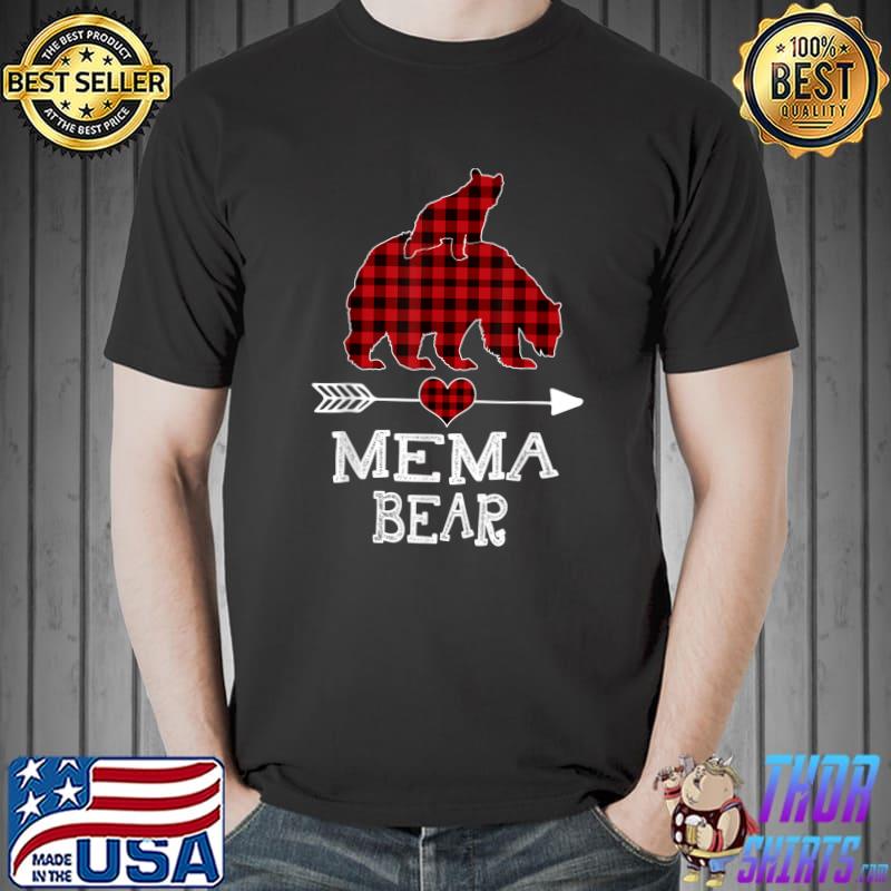 Mema Bear Christmas Pajama Red Plaid Buffalo Family T-Shirt Unisex