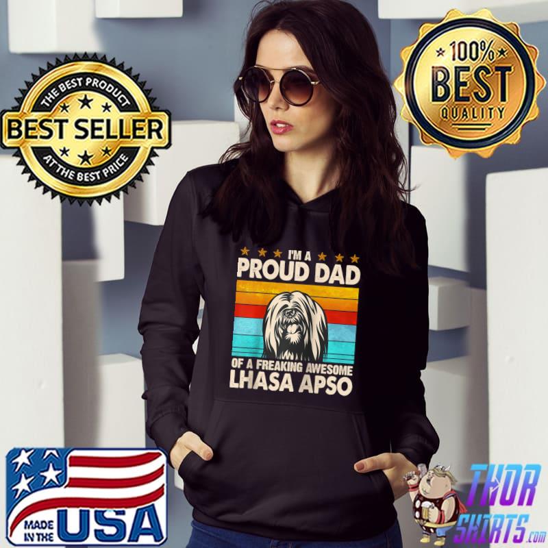 Mens I'm A Proud Dad Of A Freaking Awesome Lhasa Apso Raglan Baseball T-shirt