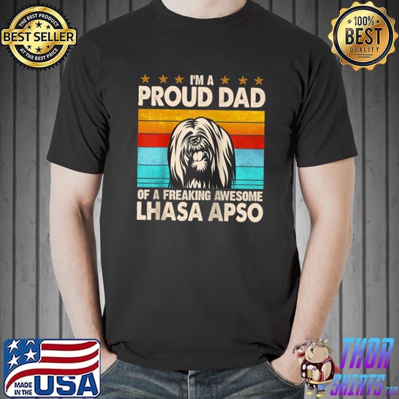 Mens I'm A Proud Dad Of A Freaking Awesome Lhasa Apso Raglan Baseball T-s Unisex