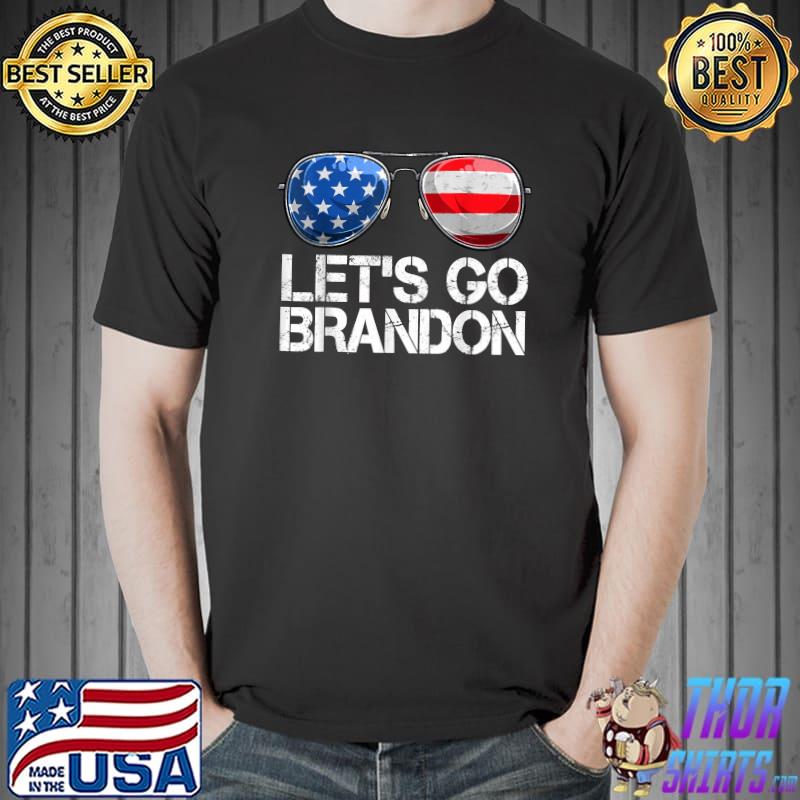 Mens Let's Go Brandon US Flag Sunglasses T-Shirt Unisex