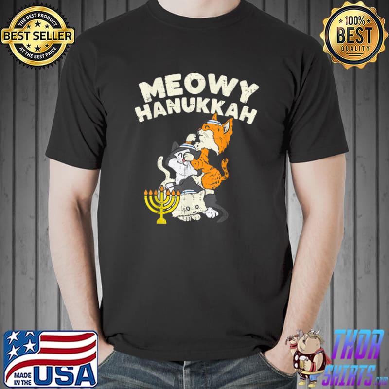 Meowy Hanukkah Cats Kitten Cute Hanukkah Pajamas Chanukah PJ T-Shirt