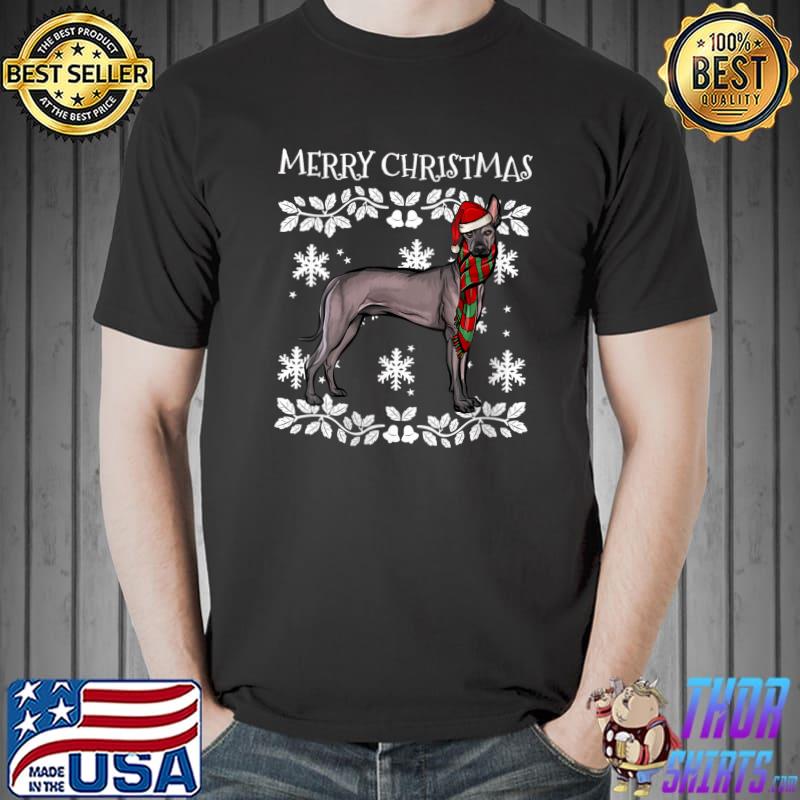 Merry Christmas Ornament Xoloitzcuintli Xmas Santa T-Shirt Unisex