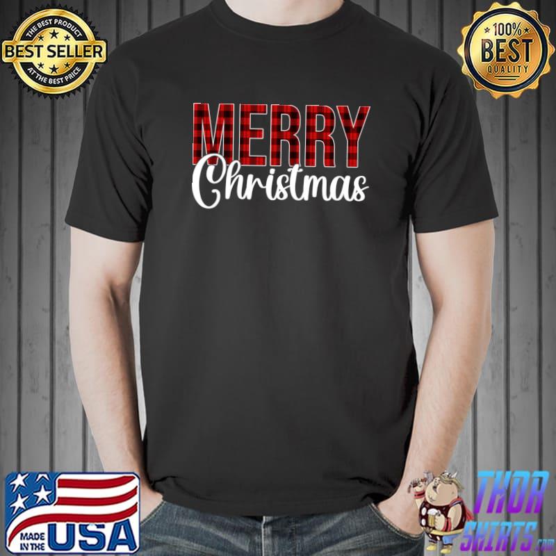 Merry Christmas Red Buffalo Plaid Family Christmas Holiday T-s Unisex