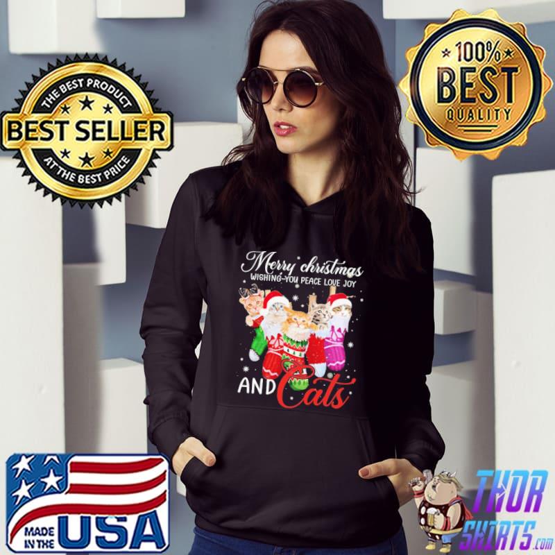 Merry christmas Wishing You Peace Love Joy And Cat Shirt