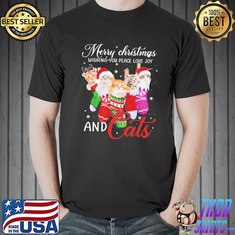 Merry christmas Wishing You Peace Love Joy And Cat Shirt Unisex