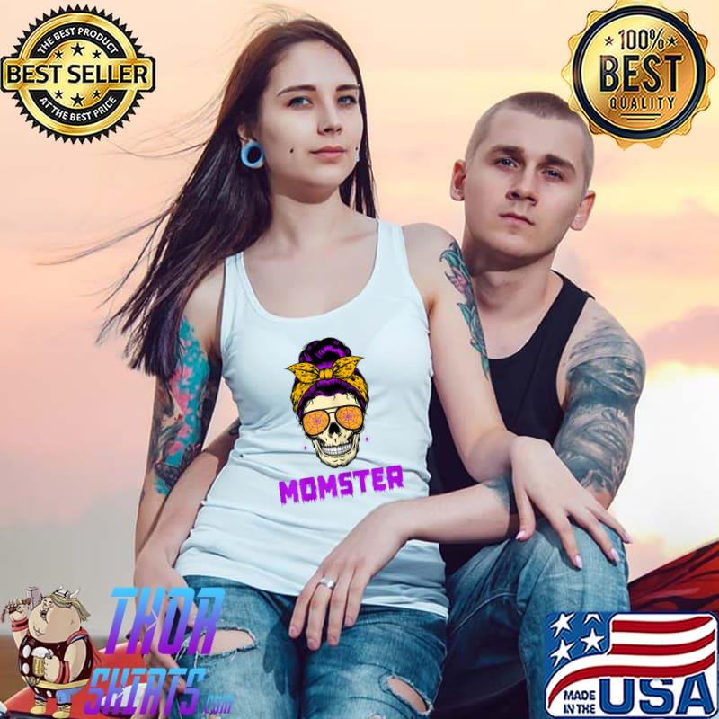 Messy Bun Skull Halloween Costume Monster Mom T-Shirt Tank Top
