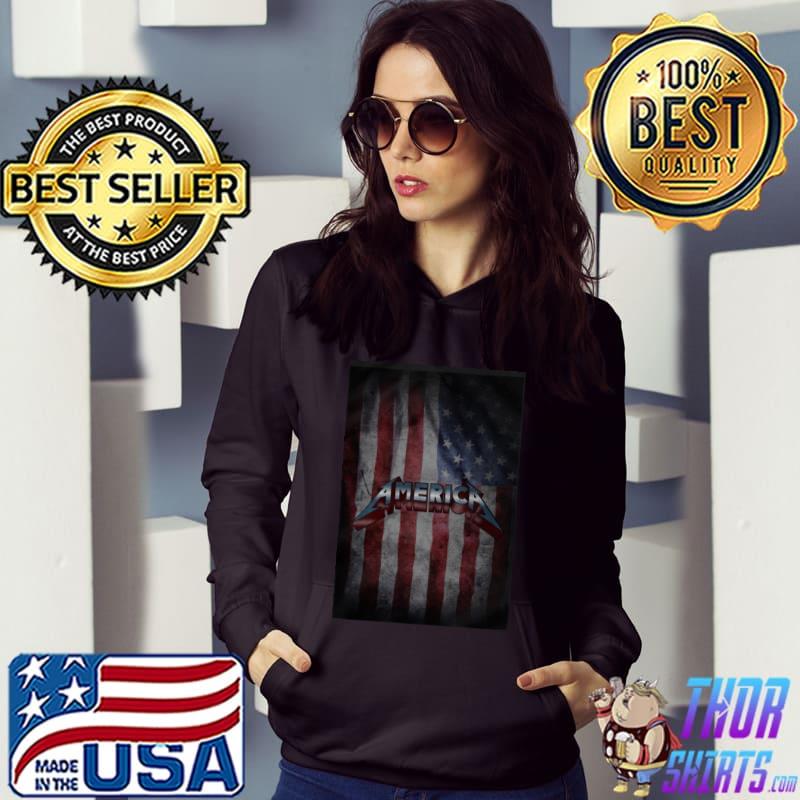 Metallic America Flag Shirt Hoodie