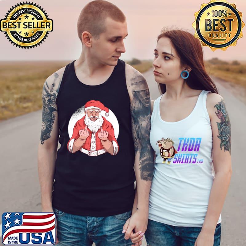 Middle Finger Santa Claus T-Shirt Tank Top