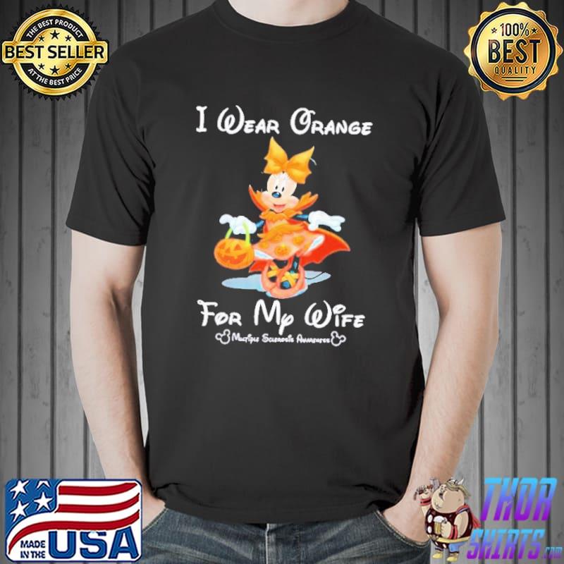 Minnie Mouse Pumpkin I Wear Orange For My Wife Multiple Sclerosis Awareness Happy Halloween Shirt