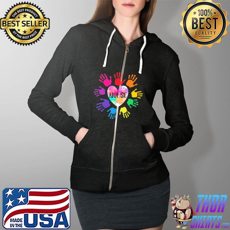 Nurse heart hands colors s Full Zip Hooded