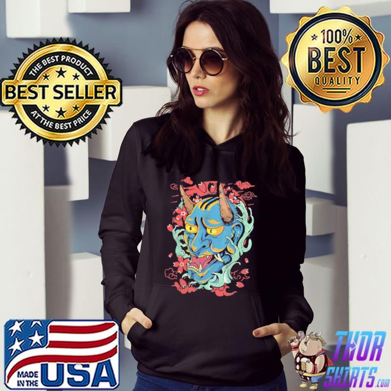 Oni Japanese Demon Mask Blue Shirt