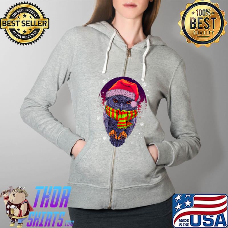 Owl Christmas Reindeer Antlers Xmas Gifts Kids Boys Girls T-Shirt Full Zip Hooded