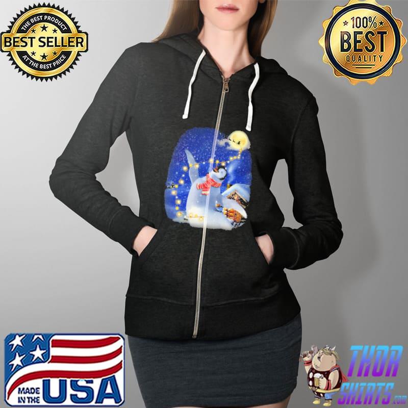 Penguin Playing With Christmas Lights Shirt Full Zip Hooded