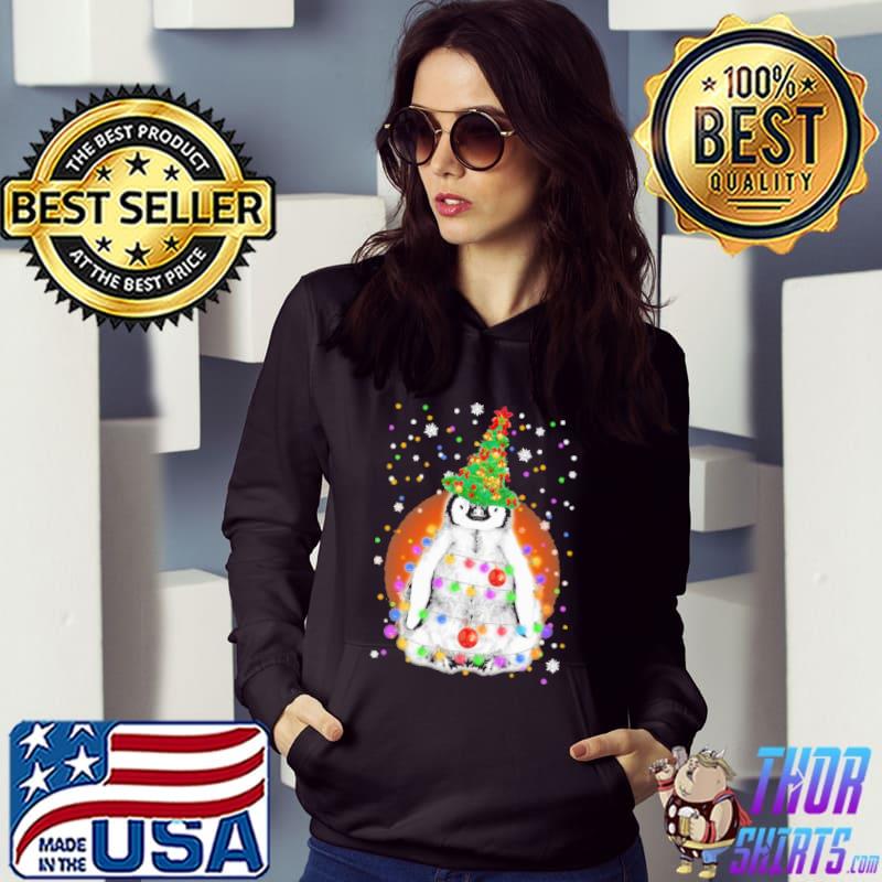 Penguin wearing Christmas tree hat Light Shirt