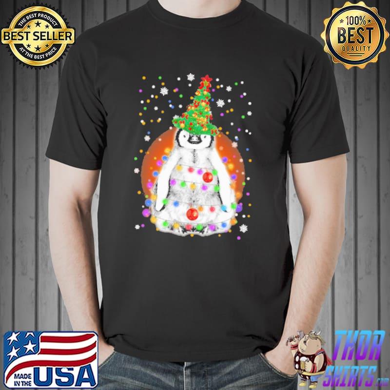 Penguin wearing Christmas tree hat Light Shirt Unisex