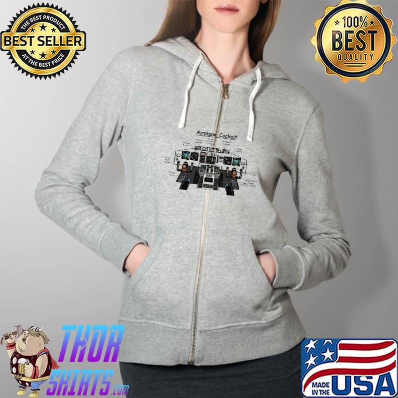 Pilot Airplane Cockpit Direction finder systems information display throttie levers primary fight display s Full Zip Hooded