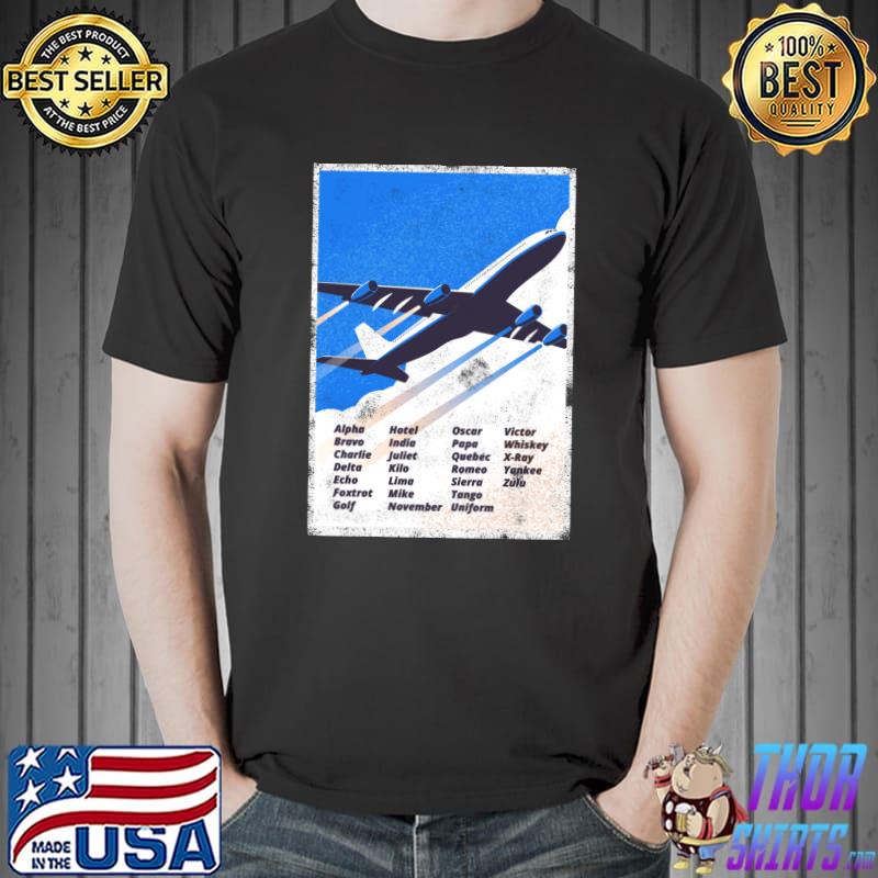 Pilot Alphabet Airplane Plane License Aviator Airport Pilots T-Shirt Unisex