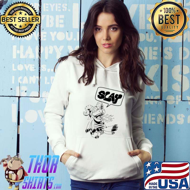 Plush Dragon Line Art Slay Letters Word Bubble Tangie Marie T-s Hoodie