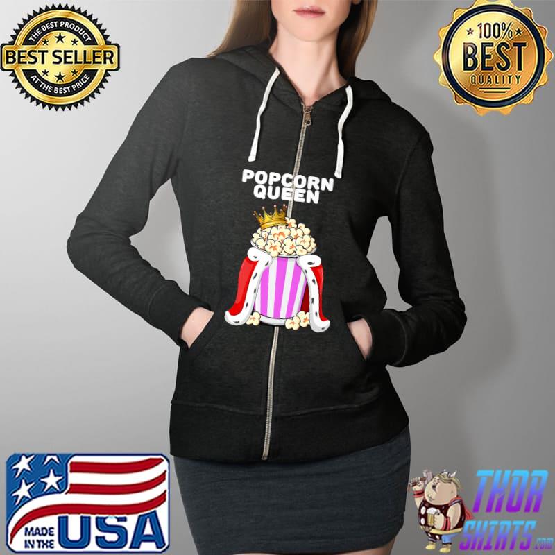 Popcorn Queen Womens Popcorn Lover Shirt Cute Popcorn Premium T-Shirt Full Zip Hooded