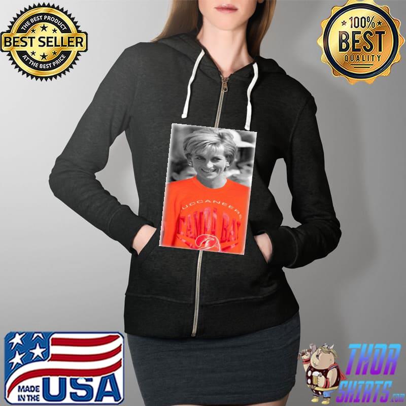 Princess Diana wearing Vintage Tampa Bay Buccaneers s Full Zip Hooded