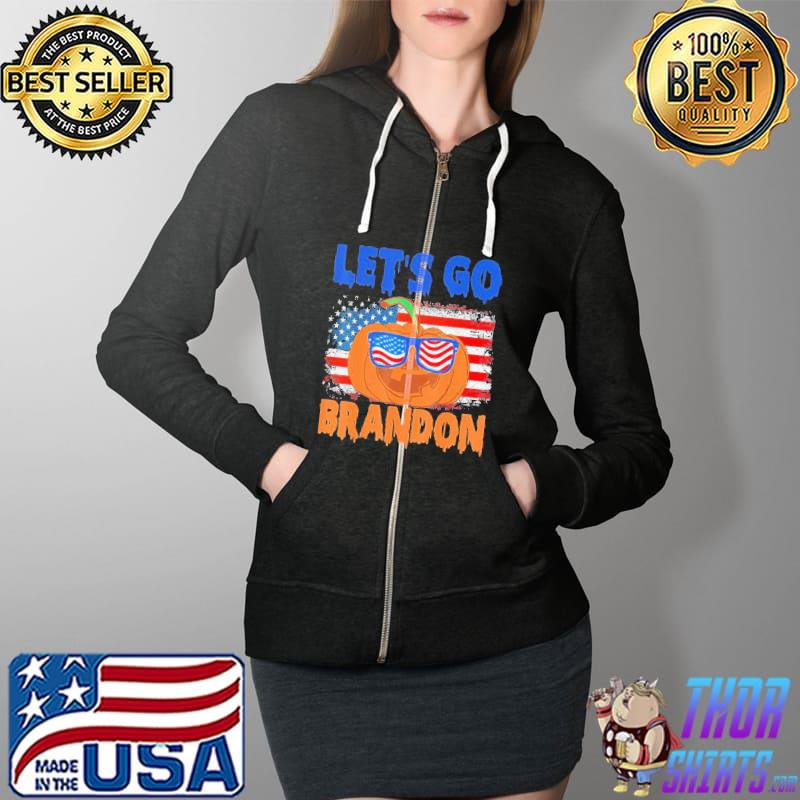 Pumpkin Sunglasses-Let’s Go Brandon Halloween Shirt Full Zip Hooded
