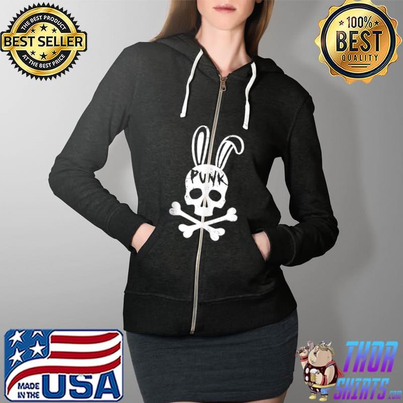 Punk Skull Rabbit Rock Music Aesthetic Subculture Rocker T-s Full Zip Hooded