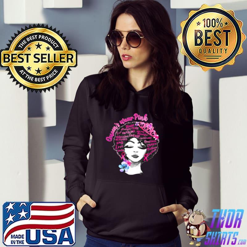 Queen's Wear Pink Breast Cancer Awareness Black Queen T-Shirt