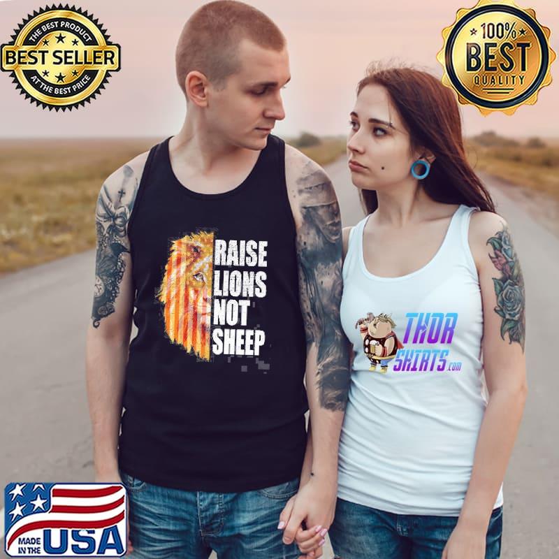 Raise Lions Not Sheep American Flag 4Th Of July Shirt Tank Top