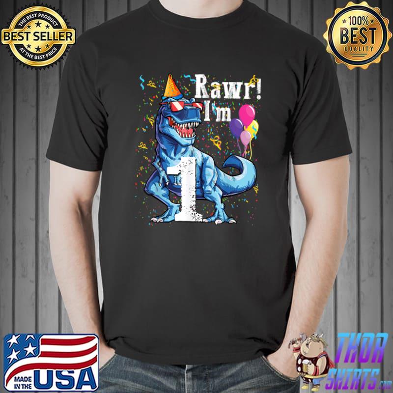 Rawr I'm 1st Birthday Boy Dinosaur Party For 1 Year Old Boy T-Shirt Unisex