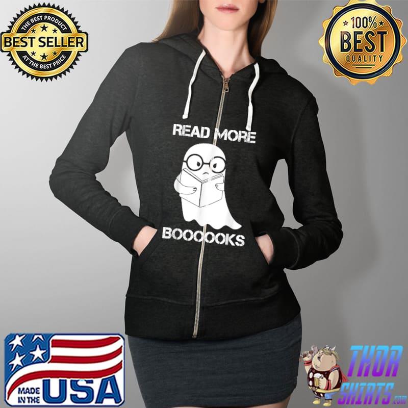 Read more boooooks Cute Ghost Read more boooooks Halloween T-Shirt Full Zip Hooded